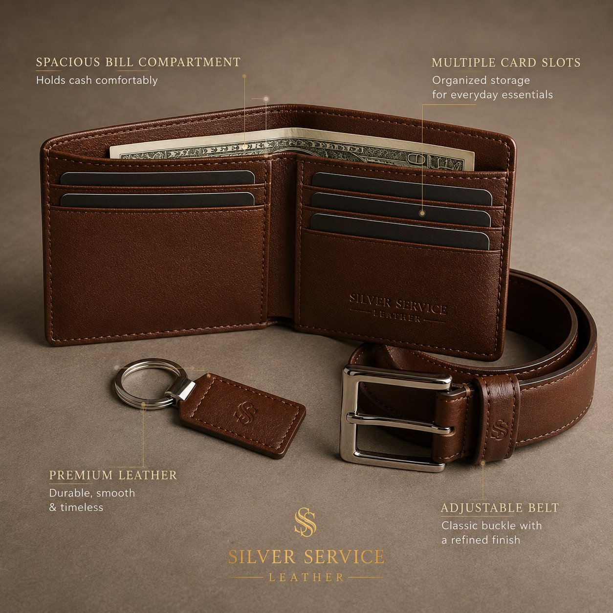 Silver Service Leather™ SSL 3-in-1 Leather Belt Wallet